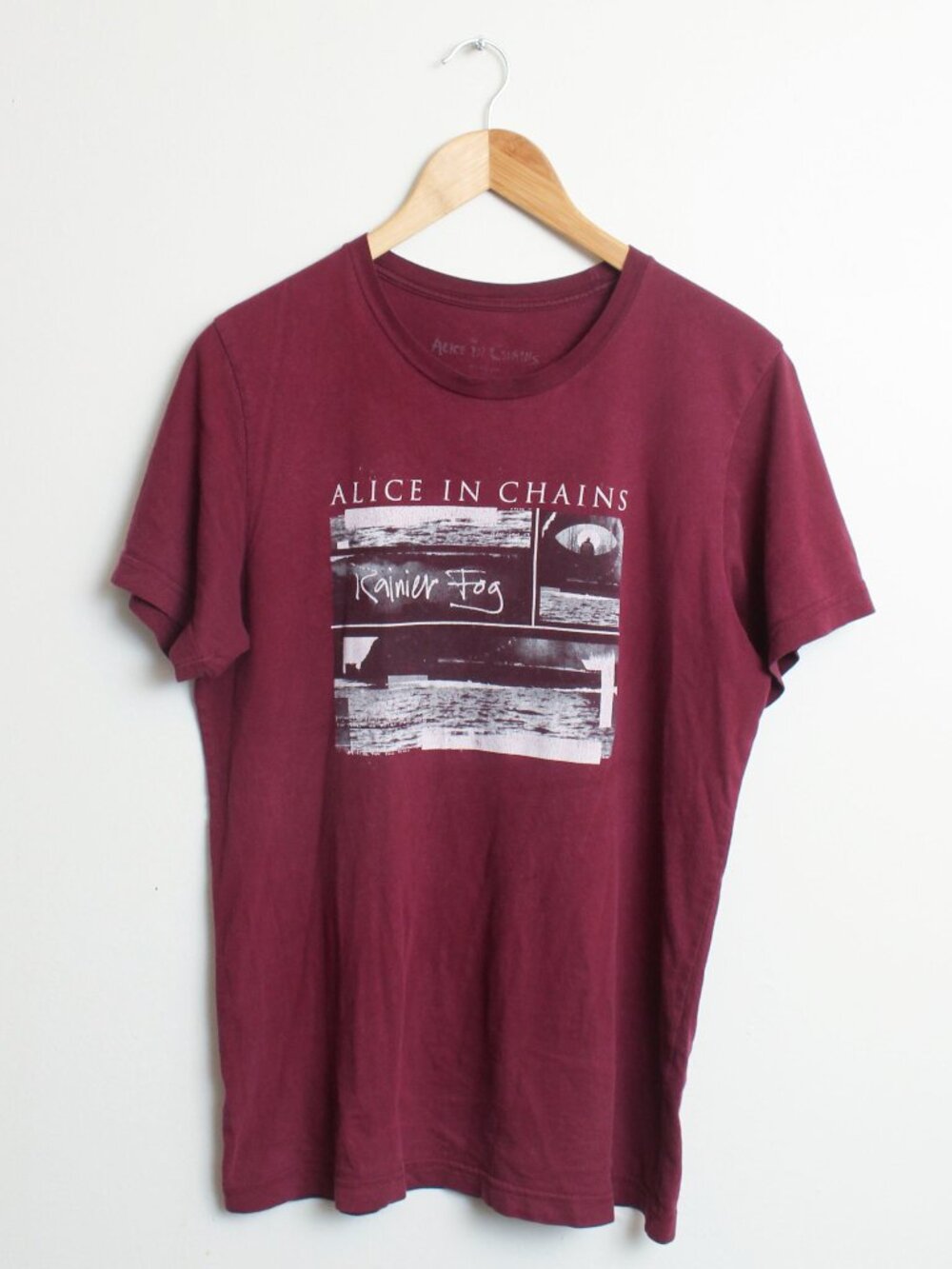 Alice In Chains Rainier Fog Shirt Mens Medium Burgundy Rock Band Tour Tee